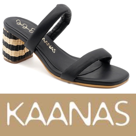 AREOSOLES MARTHA STEWART Womens Black Rope Wrapped Heel Double Strap Comfort Ankle Strap Plainfield Round Toe Wedge Buckle Sandals Shoes M